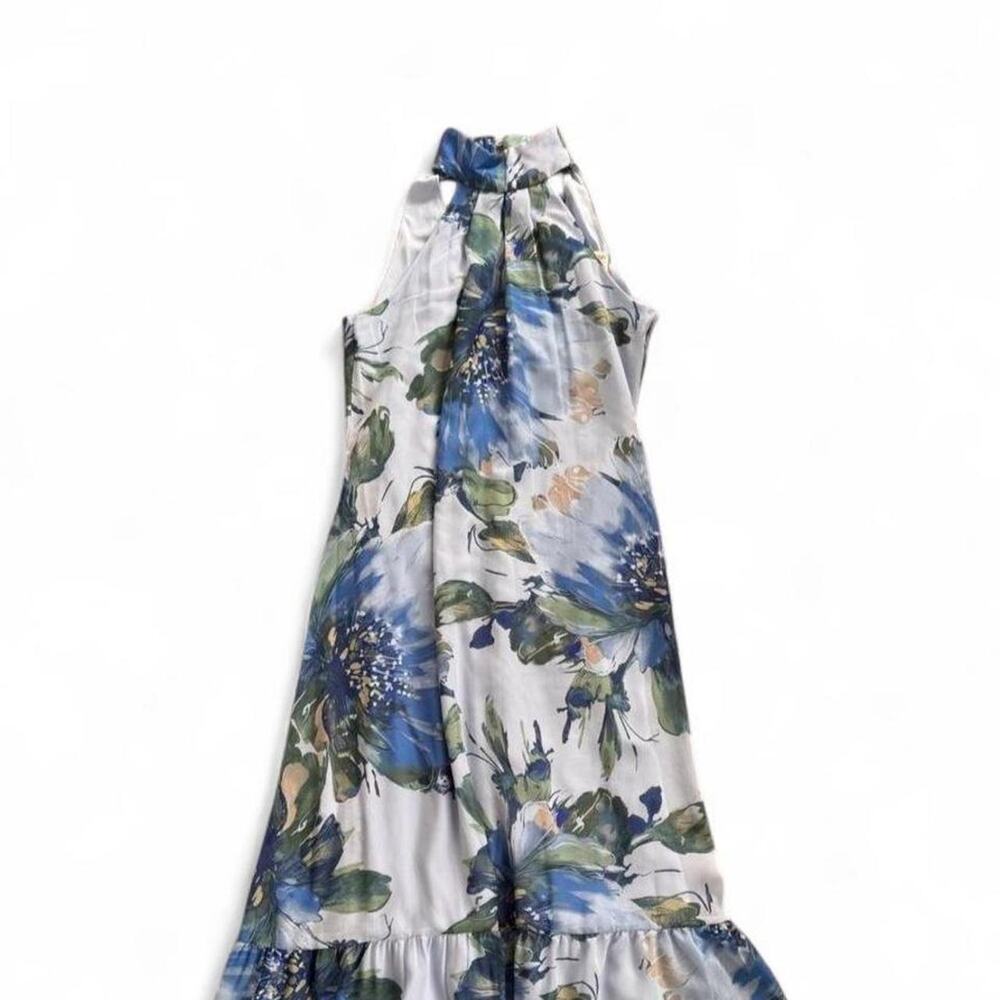 Taylor Blue Floral Maxi Dress with High Neck